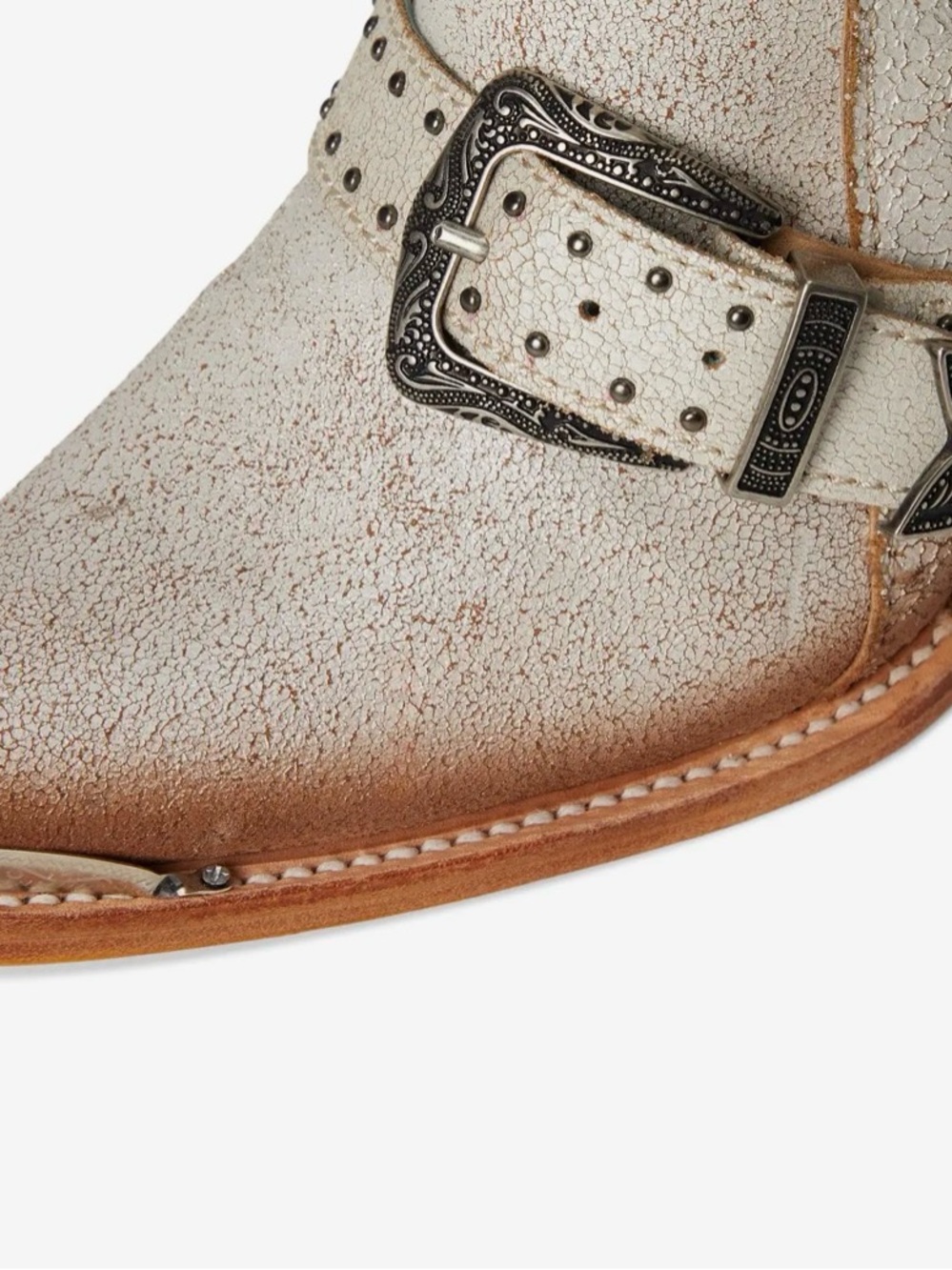 🤍 WHITE & SILVER STUDDED WESTERN BOOTIES | POINTED TOE | STATEMENT 🔥 - Picture 6 of 9